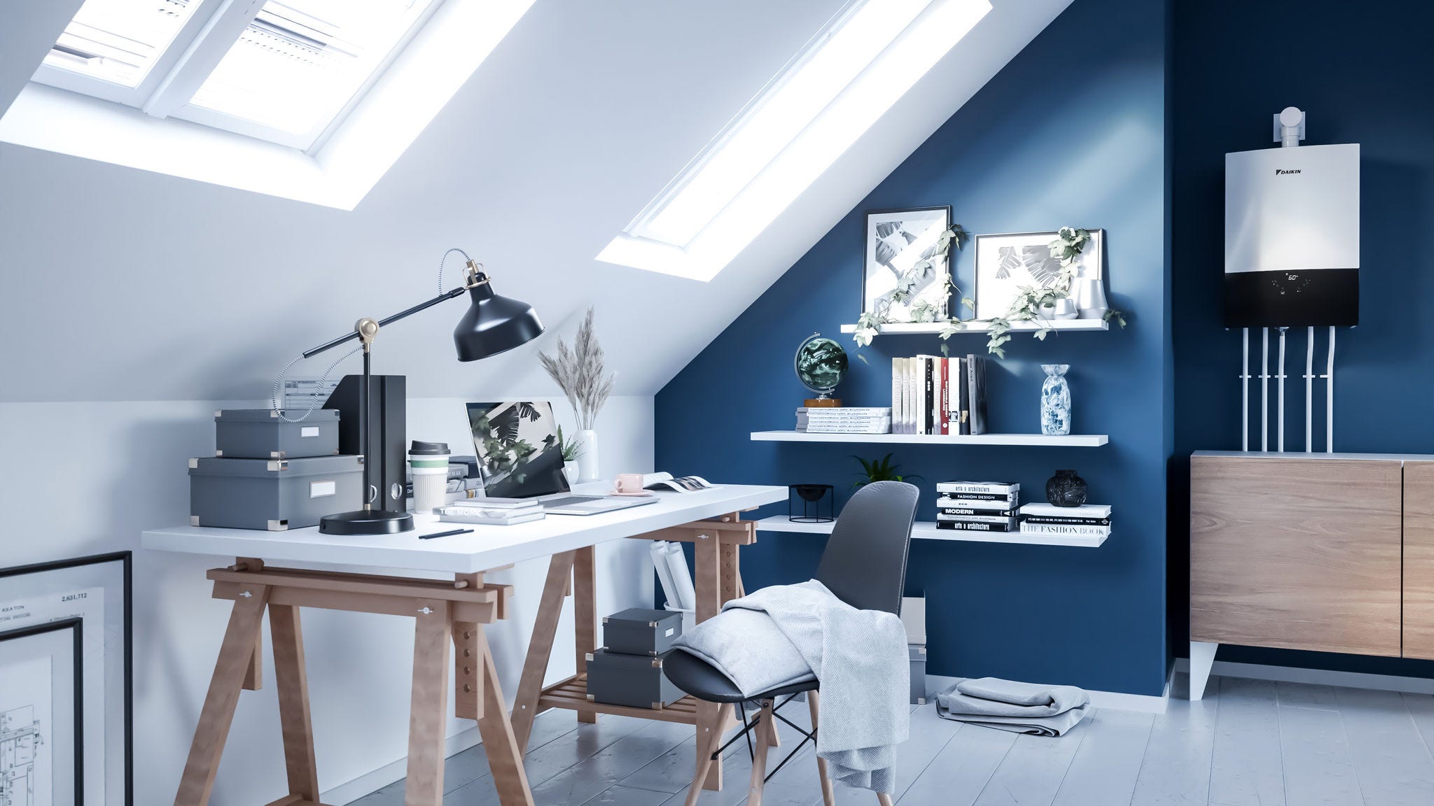 Unutarnja jedinica kondenzacijskog plinskog kotla ugrađena u sobu u studentskom domu